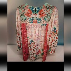 Umgee Baby Doll Oversize  Floral Dress Hi Low Hem Sz Small